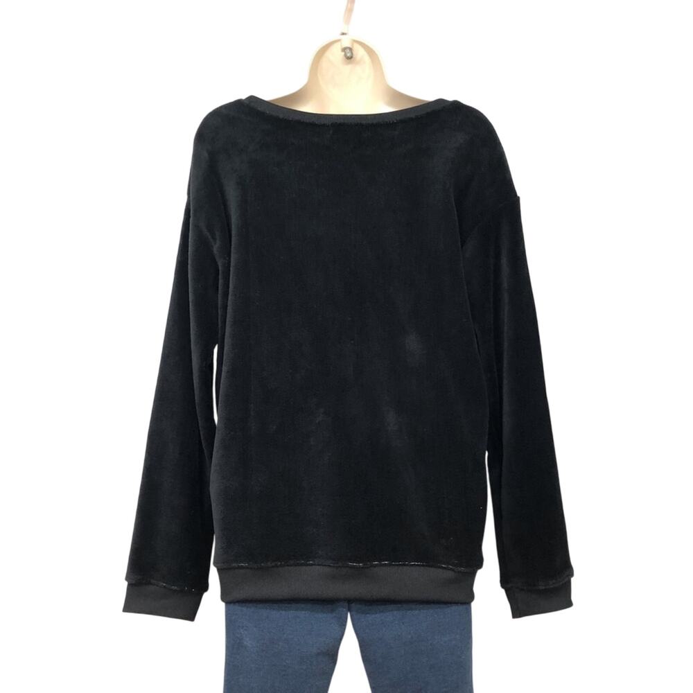 NWOT Fifth Sun Santa on a Unicorn in the Universe Black Fleece Top Long Sleeve - Picture 2 of 16
